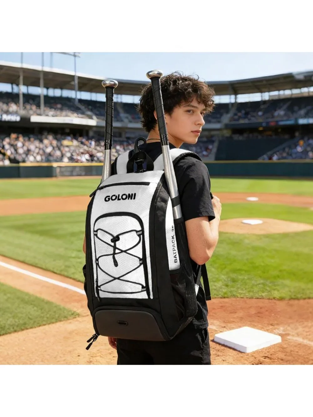 40L Baseball & Softball Bag with Shoe Compartment, Fence Hook, Backpack for Gear